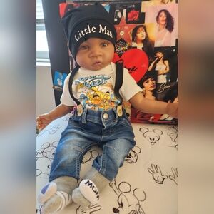 Reborn Baby Doll with Denim Overalls and Graphic Tee